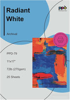 PPD Inkjet Photo Rag Fine Art Giclee Archival Radiant White Paper 11x17" 72lbs 270gsm x 25 Sheets (PPD079-25)