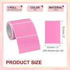 PATIKIL 2 x 3 Inch Rectangle Inventory Color Coding Labels 1 Roll, Square Self-Adhesive Inventory Label Stickers for Office Home Organization Name Tags, 250 Per Roll, Pink