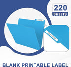 File Folder, PANDRI 220 Pack Colored File Folder, 1/3 Cut Tabs, Letter Size, Assorted 6 Colors Filing Folder for Office School Business