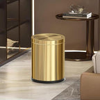 YOJIA 4 Gallon Gold Bathroom Trash Can with Lid, Metal Brushed Waste Basket, Modern Garbage Can for Bedroom Powder Room Hotel Living Room Office Home (Gold)