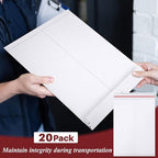 ReliThick 50 Pcs 13 x 17.75 Inch Large Rigid Mailer Self Photo Document Mailers Adhesive Stay Flat White Cardboard Envelopes White Kraft Envelopes for Art Prints Cd Photos Document