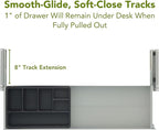 PERFECT POSTURE Under Desk Storage Drawer with Lock — Slim Pen & Pencil Drawer for Regular & Sit-Stand Standing Desks, Gray (33” x 9.4”)