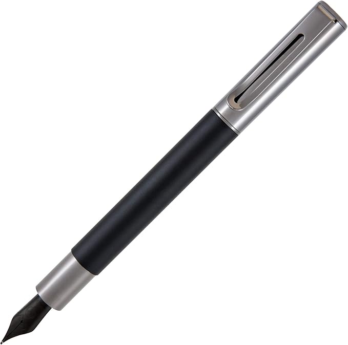 Monteverde USA Ritma Fountain Pen in Black – Broad Nib Bold JoWo Stainless Steel Refillable Ink Cartridge/Converter – Ideal for Executives & Artists