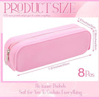 Feifeiya 8 Pcs Silicone Pencil Case Pen Zipper Pouch Bags Aesthetic Back to School Gifts Stationery Travel Toiletry Makeup Coin Organizer Waterproof Valentines Galentines Party Favors (Pink)