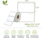 2.25" x 1.25" Direct Thermal Labels - White for Barcode Printing, Compatible With Zebra, Rollo, Munbyn Printers (12 Rolls, 1000 Labels/Roll)