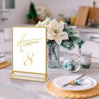 PPH-Sisy Acrylic Sign Holder 8.5 x 11, Double Sided Clear Display Stand, Gold Flyer Holder 8.5 x 11 for Home Office Shop Restaurant 4 Pcs