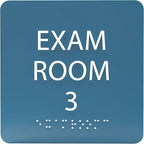ADA CENTRAL SIGNS - 6" X6" Exam Room 3 Sign - ADA Compliant Tactile Graphics Grade 2 Braille Text Acrylic Wall Signs - Educational Institution Directional Assistance Test Center Door Sign for Schools