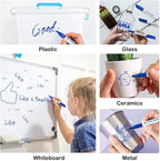 Lineon Dry Erase Markers, 100 Bulk Pack Blue Whiteboard Markers with 2 Eraser, Fine Point Dry Erase Markers Perfect For Writing on Whiteboards, Dry-Erase Boards,Mirrors for School Office Home