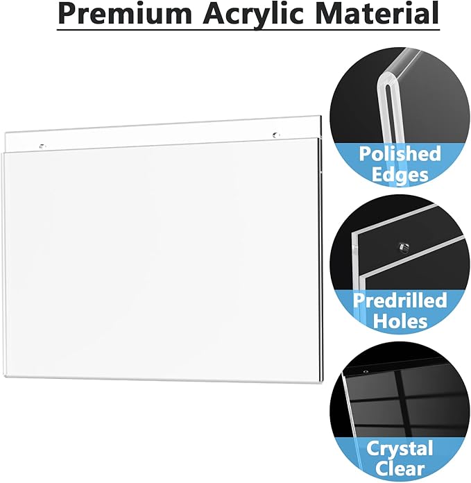 MaxGear Wall Mount Sign Holder 11 x 17 Inch, Clear Plastic Picture Frames with Mounting Screws, Door Sign Holders and Document Display Frame for Home, Office, Store, Landscape, 6 Pack