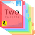 Sooez 8 Count Dividers with Pockets, 8 Tabs Binder Dividers for 3 Ring Binders, Binder Dividers with tabs, Binder Divider with Pockets for US Letter Size, Insertable Big Tabs, Red, Set of 1