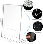 Ludery 8.5x11 Inches Acrylic Sign Slant Back Holder, Plastic Display Stand,Brochure Holder, Table Top Sign Holder For Office, Home, Store, Restaurant (8pack)