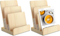 2 Pieces 3-Tier Pine wooden brochure holder 6 x 9 Wood Literature Holder Pamphlet Display Stand flyer holder postcard holder for Pamphlet Magazine Booklets Menu