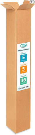 Tall Moving & Shipping Boxes 5x5x36 inches (10-Pack) - Extra Strength 200 lb vs Regular - Corrugated Cardboard Boxes for USPS/UPS/FEDEX - Strong Packaging Box - Moving Box by IDL Packaging