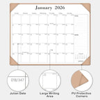 Desk Calendar 2026, January 2026 to June 2027, 18 Monthly Large Calendar 2026, 22" x 17" New Year Desktop Pad Calendar for Planning and Organizing In Your Family, School or Office - Apricot