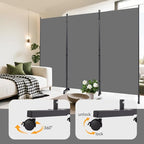 Room Divider (3 Panel) Wall Divider for Room Separation, 102 inch Wide Portable Privacy Screens W/Wheels, Metal Frame Freestanding Room Separators 5.6FT Room Partitions and Dividers
