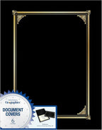 Geographics Classic Linen Certificate/Document Covers, 12.5” x 9.75”, Black (6 Pack)