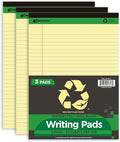KAISA Yellow Legal Pads Writing Pads Recycled Paper 8.5"x11.75" Wide Ruled Perforated 50 sheets Hard Back Notepads 8-1/2"x 11-3/4" Writing Tablet Canary For Office Supplies (Canary 3pads)