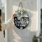 Wood front door sign Wood sign Home decor Welcome sign Sign for front door House warming gift Wedding gift (Winter is stupid2.0(UV092(A62) S004, 18" Width)