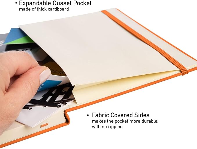 Simply Genius Orange A5 Hardcover Dotted Grid Notebook - 20 Pack, 192 Pages - Water-Resistant Leatherette Notebook - Bulk Dotted Journal Multipack - Grid Paper Notepad