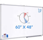 White Board Dry Erase 60x48, Large Magnetic Whiteboard Maxtek Dry Erase Boards for Wall, Aluminum Presentation Wall-Mounted Marker Board with a Long Pen Tray for School, Classroom, Office & Home
