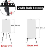T-SIGN 72 Inches Tall Folding Easel Stand for Display, Aluminum Metal Tripod Art Easel Adjustable Height from 22-72 - Instant Poster Easels for Painting Canvas - Floor Standing Easel (Pack of 2)