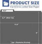 File Folder, PANDRI 120 Pack File Folder, 1/3 Cut Tab, Letter Size, Filing Folder for Office School Business, Dark Gray