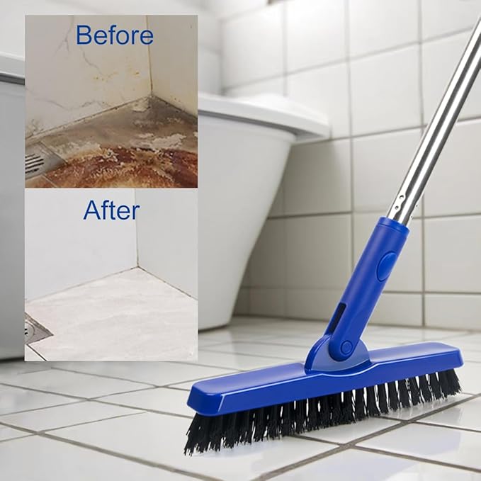CELOX Grout Brush with Long Handle, Tile Grout Cleaner Brush for Tile Floors, for Shower Tile, for Cleaning Grout, Blue