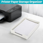 AZFUNN Letter-Size Tray Desk Letter Tray Paper Tray, Sturdy Heavy-Duty Plastic Printer Paper Tray, Single-Tier Stackable File Storage Organizer for Office Home (2, White)