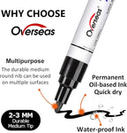 Overseas Black Paint Marker Pens - 36 Pack Oil-Based Permanent Markers Set, Quick Drying, Waterproof, Medium Tip Paint Pens Bulk for Wood, Metal, Rock, Ceramic, Plastic, Canvas, Glass, Rubber