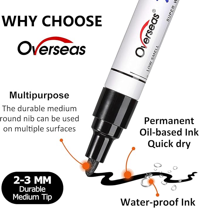 Overseas Yellow Paint Marker Pens - 36 Pack Oil-Based Permanent Markers Set, Quick Drying, Waterproof, Medium Tip Paint Pens Bulk for Wood, Metal, Rock, Ceramic, Plastic, Canvas, Glass, Rubber