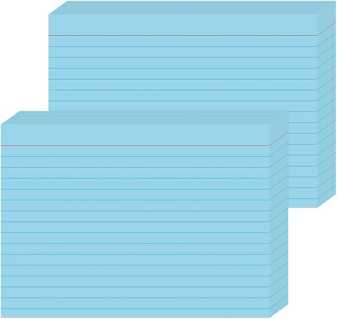 JINMIKEJI Blue Ruled Index Cards 5x7 Inch - 50 Pack Study Flash Cards for School, Office & Home Organization, Durable Note Cards with Lines