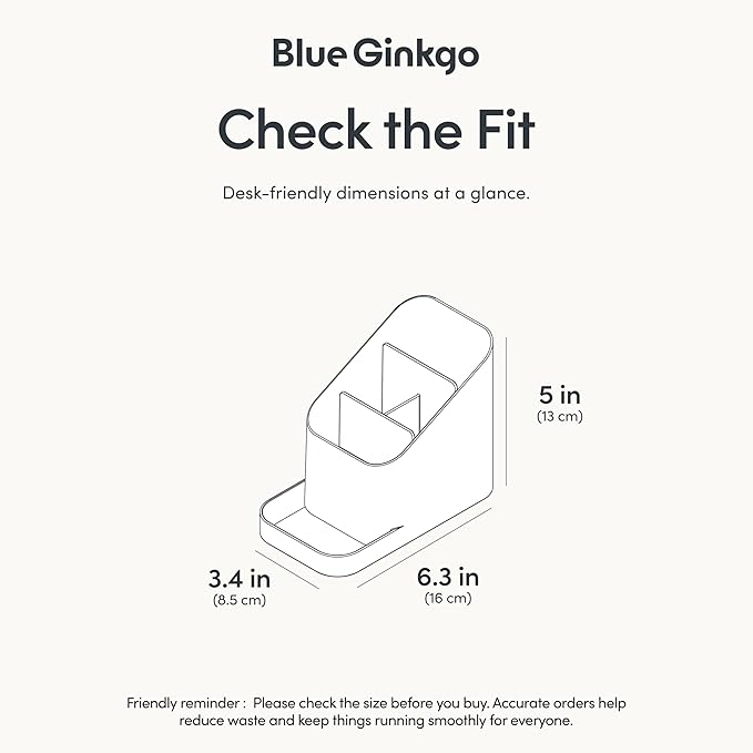 BLUE GINKGO Desk Holder – Korean-Made Office Organizer for Pencils, Pens, Notes, and Desk Supplies (White)