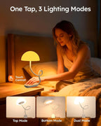 Rechargeable Clip On Lamp, Cordless Touch Control Desk Lamp with RGB Ambient Mode & 3000K–6000K Dimmable Book Reading Light, Portable Gooseneck Lamp Battery Operated Clamp On Table Bedside Headboard