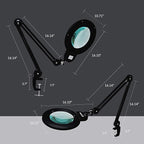 Neatfi XL Bifocal LED Magnifying Lamp, 7-Inch Acrylic Lens, 5D/20D Magnification, Hands-Free, Dimmable, 84 SMD LED, Adjustable Arm for Crafts, Reading, Close Work (Black, with Clamp)