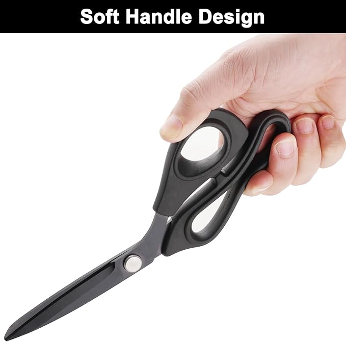 Zicolu Premium Proseries Sewing Fabric Scissors Bundle (10"/9"/6"), Black Office Scissors All Purpose, Sharp Titanium Coated Blade, Comfort Grip Soft Handles for Diy Craft, Paper, Art, School, Home