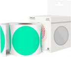 3 Inch Round Color Coding Labels (500 per Roll) - Colored Dot Stickers Round Labels for Inventory, Warehouse, Office Organizing - Aqua Circle Stickers