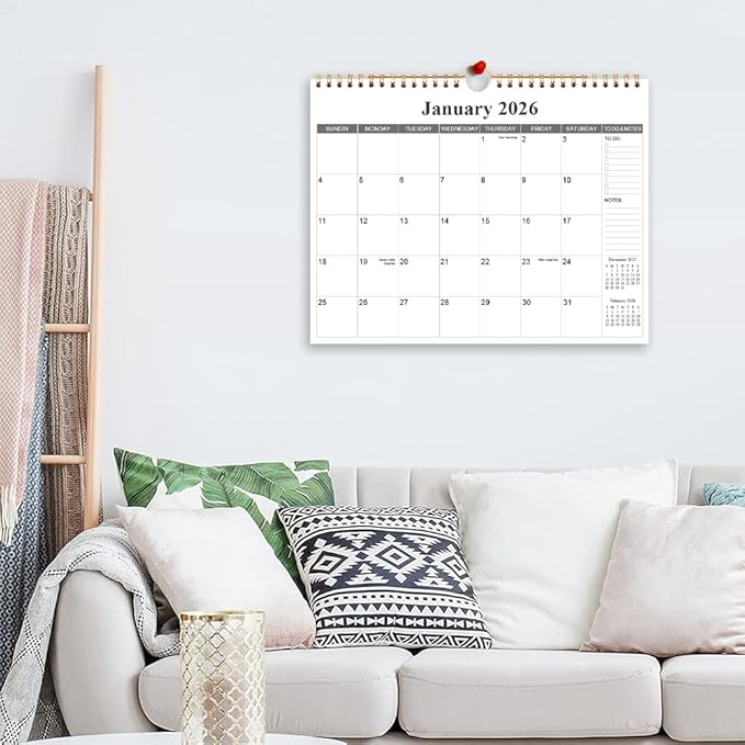 2026 Calendar - 18 Months Calendar 2026-2027 from January 2026 - June 2027, Wall Calendar 2026-2027 with Thick Paper, 11.5" x 14.5", Black