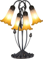 Bieye LS07 Lily Flower Blown Glass Lampshade (White Yellow, Opening I.D. 1.26" x O.D. 1.5")