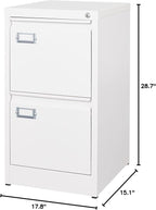 BYNSOE 2 Drawer File Cabinet with Lock Metal Vertical Filing Storage Cabinet Office Home Steel Vertical File Cabinets for A4 Legal/Letter Size Narrow File Cabinet Locked,Assembly Required