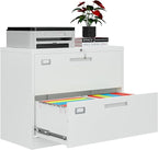 AFAIF 2 Drawer File Cabinets for Home Office, Metal Filing Cabinet with Lock, White Locking File Caninet Two Drawer, Office Storage Caninets Steel Cabnet for Letter/Legal/A4/F4-Assembly Required