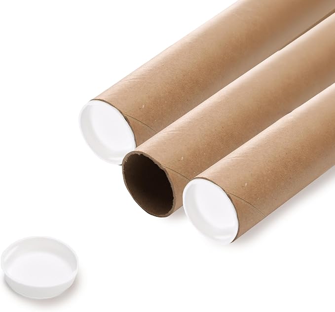 The Boxery Brown/Kraft Shipping, Storage, Posters, Arts, Crafts, Documents, Mailing Tubes 2 inch x48 inch - 50 PACK, Made in the USA, Reusable and Recyclable
