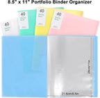 Phyxin 40-Pocket Portfolio Binder Organizer, Binder Sheet Protectors 8.5" x 11", Displaying 80 Page Plastic Folders for Documents, Document Organizer for Concert, Artwork, School & Office Use, Blue