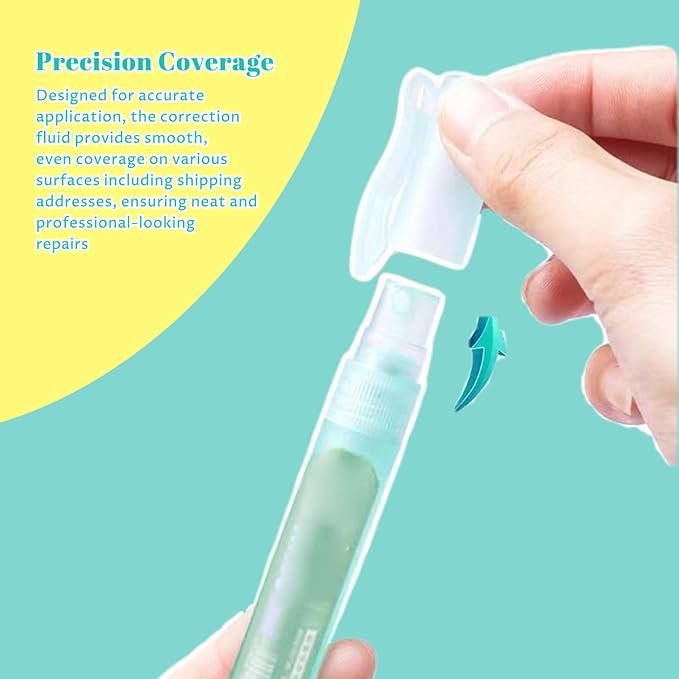 4PCS Thermal Paper Eraser Spray 10ml Quick Dry White Out Liquid with Lid Portable Correction Fluid for Documents, Labels, Packages, Shipping Addresses Liquid White Out Whiteout