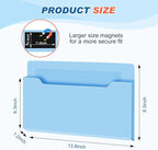 Feifeiya Magnetic Pocket File Holder Large File Folder Organizer Paper Mail Letters Holder Wall Hanging Office Supplies for Refrigerator Whiteboard Cabinets(13.8 x 8.3 Inch,Horizontal,Blue)