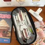 Cute Puppy Japanese Pencil Case Clear Case Large Capacity Canvas PVC Aesthetic Pen Holder Pencil Pouch Box