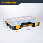 POWERTEC Stackable Tool Box Organizer with Removable Dividers - 17 Compartments, Interlocking, Portable Design, 2-Pack (72118-P2)