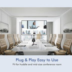 Meeteasy 360 Conference Camera, Immersive Video Conference Experience, Both Overall and Speakers’ Close-up View, Conference Room Webcam 1080P for Small/Mid-Size Rooms, Micro SD Slot Equipped