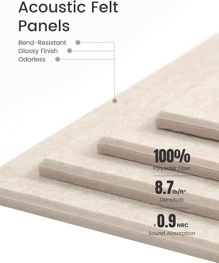 Fluxynara Felt Bulletin Board Tiles -28"x18" Cork Board Alternative for Office Decor, Push Pin Board Wall Organizer 6-Pack - Oatmeal