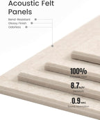 Fluxynara Felt Bulletin Board Tiles -28"x18" Cork Board Alternative for Office Decor, Push Pin Board Wall Organizer 6-Pack - Oatmeal