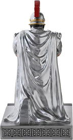 CYXStar Roman Praetorian Prefect Warrior Knight Pen Holder Desk Ornament Resin Praetorian Guard Mobile Phone Stand Desk Accessories and Organizer for Office with a Letter Opener (Silver)